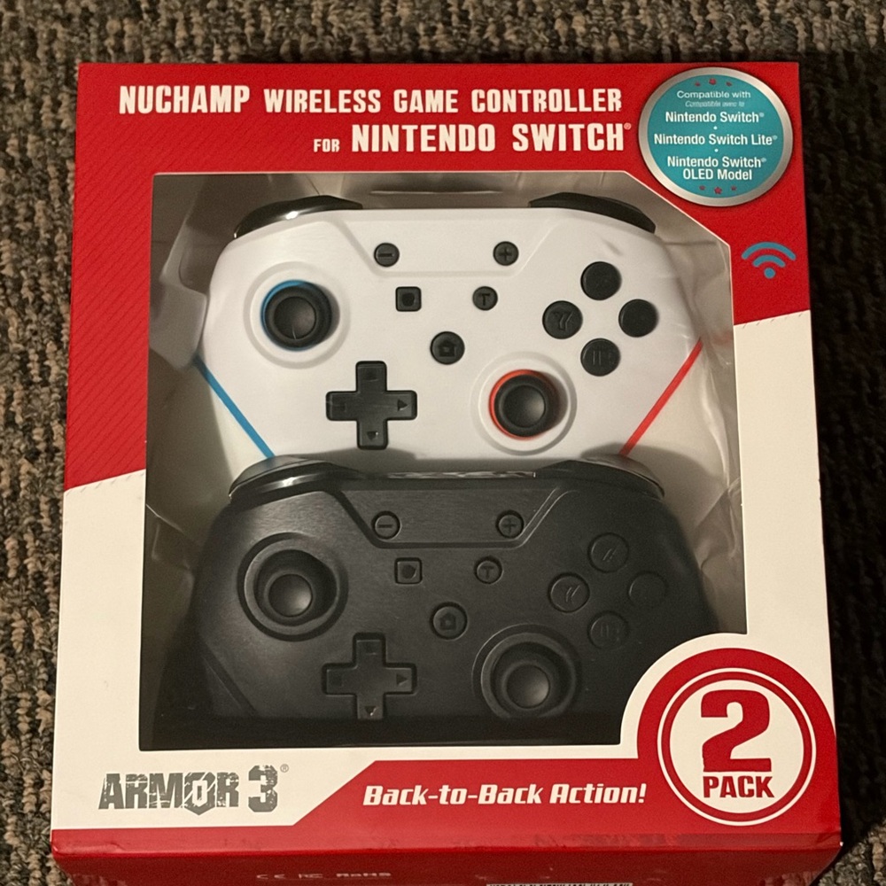Wireless Game Controller for Nintendo Switch - 2 Pack (Black and White)